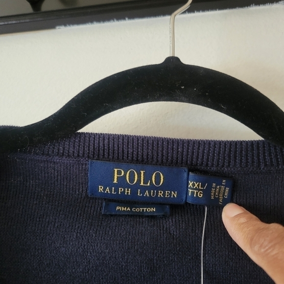 Polo Ralph lauren NWT Pima COTTON Navy Knit Vest XXL/TTG. - Picture 9 of 9